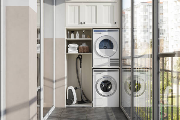 Apartment building laundry machines